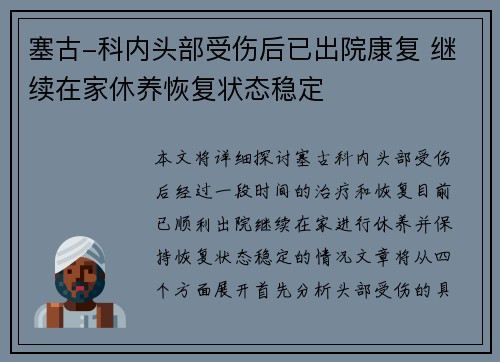 塞古-科内头部受伤后已出院康复 继续在家休养恢复状态稳定